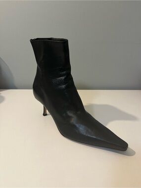 Nordstrom Black Leather Pointed-Toe Ankle Bootie